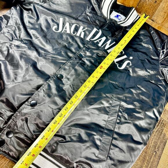JACK DANIELS Black Satin Bomber STARTER Jacket Mens 2XL Tennessee Whiskey EX - Picture 9 of 12